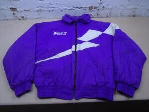 Vtg Retro Hoosier Racing Tire Jacket L Purple Embroidered Coat Button Zip Up